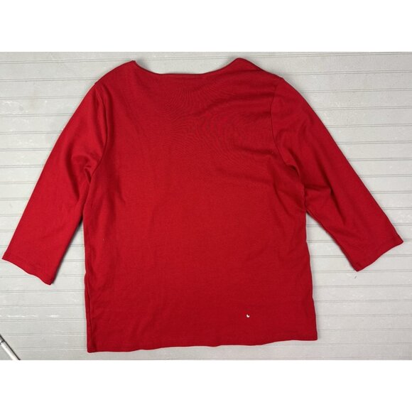 Karen Scott Size 1X Womens Red Top Long Sleeve Round Neck Stretch - Picture 4 of 4
